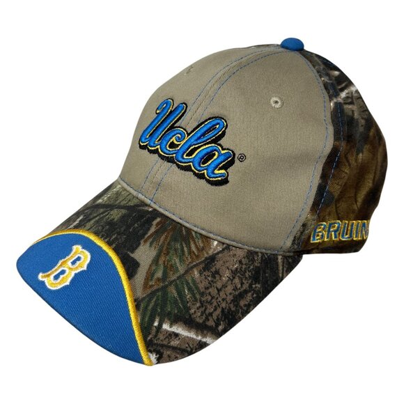 UCLA Bruins Camo Baseball Hat Outdoor Cap One Size Adjustable Strap Blue Khaki - Picture 2 of 12